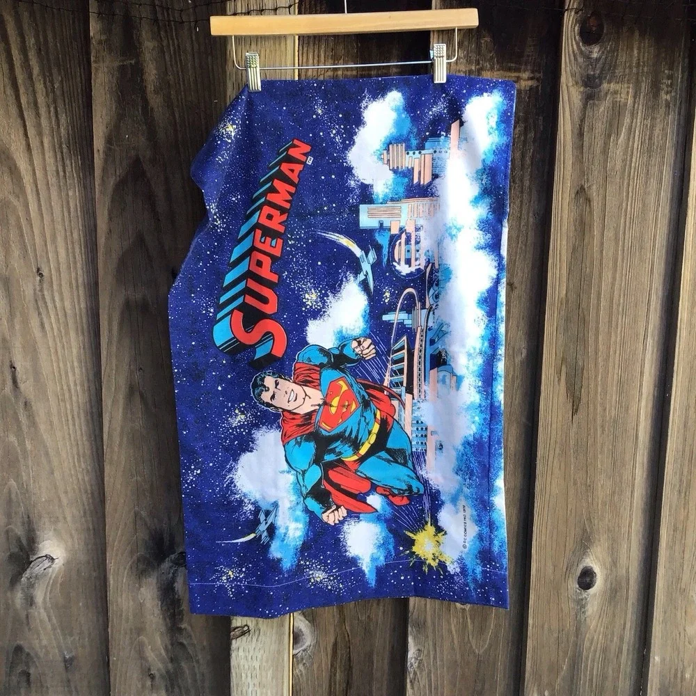 Vintage Superman Pillowcase Space Cityscape DC Comics USA Standard Size